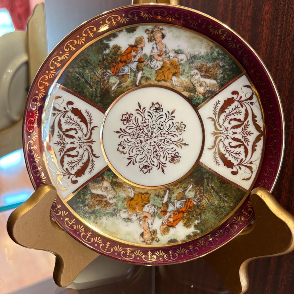 KPM Porcelain Coffee Cup and Saucer Courting Scene - Picture 7 of 12